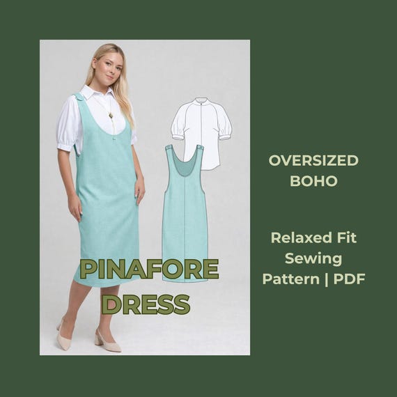 boho pinafore dress Boho Lagenlook Arminda Pinafore in Rustic Cotton, USA Blue Natural / L