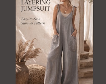 Boho Overall mit weitem Bein Muster | Easy Sew No Zipper Nähanleitung (PDF)