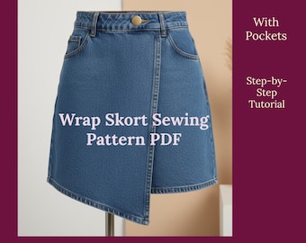 Wrap Skort Sewing Pattern PDF with Pockets (EU 40 / US 12)