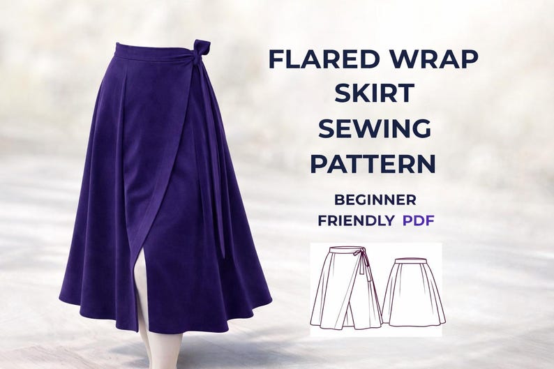 70s Flared Wrap Skirt Pattern | Plus Size Retro Midi, Beginner Friendly ...