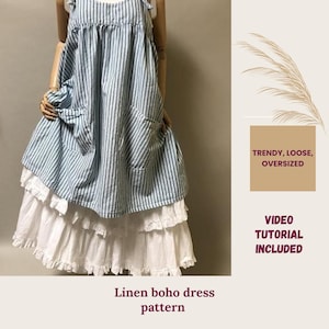 ARCHITECTURAL linen  MAXI dress | One-Size Layered Boho Pattern  | Expert Sewing Project PDF