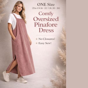 Patron de couture robe chasuble oversize, pull Cottagecore, guide maxi PDF