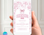 Pink Chinoiserie Graduation Evite: Elegant Senior Party Invitation (Digital)