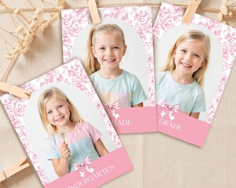 Striscione fotografico di laurea in stile Chinoiserie rosa: dalla scuola materna all'ultimo anno delle superiori (download digitale)