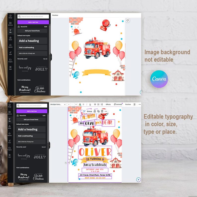Fire Rescue Invitations Firefighter Birthday Invitation: Fire Truck Party, Editable Template ...