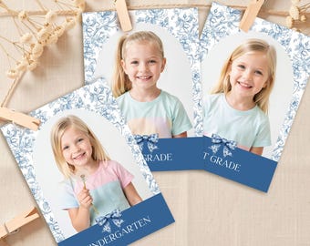 Striscione fotografico per laurea in stile cinese blu – Decorazione modificabile per traguardo (download digitale)