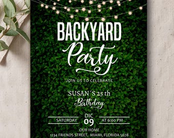 Rustic Garden Party Invitation: Editable Birthday Canva Template (5x7, Digital Download