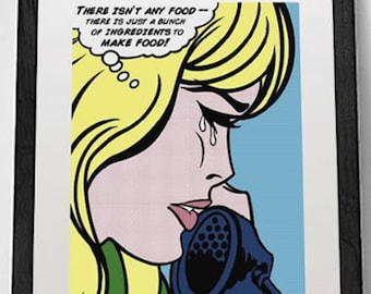 Pop art print, kitchen wall decor, now available on paper OR CANVAS