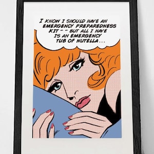 funny original pop art print, kitchen wall decor, original pop art poster, roy lichtenstein style, comic art, funny wall art
