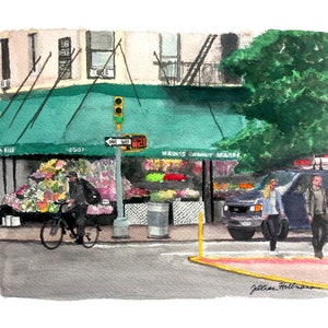 Art Print Upper West Side Bodega NYC Watercolor Painting &quot;Han&#39;s Family Market&quot;