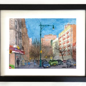 Art Print West 116th Street Harlem NYC Watercolor Painting &quot;116th Street in Winter&quot;