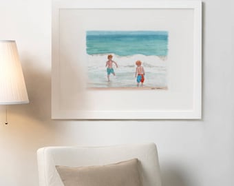 Art Print Fire Island Beach Scene Watercolor