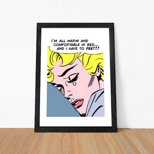 impresión original, arte pop, decoración del baño, decoración del dormitorio, cartel original del arte pop, roy lichtenstein, arte cómico
