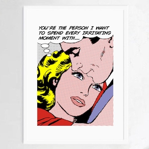 Cartel del arte pop, ahora disponible en papel O LIENZO, cínica, pareja, amor pandémico, divertido, disponible en español