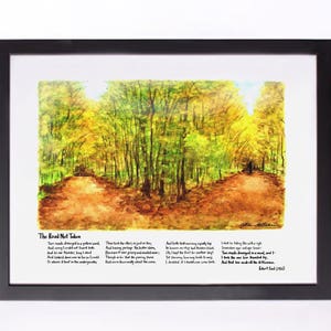 Art Print Graduation Present &quot;The Road Not Taken&quot;  Frost Poem Watercolor Painting
