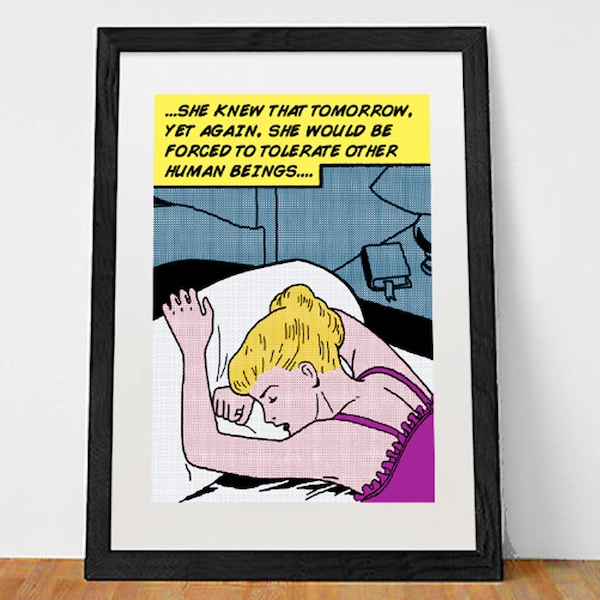 pop art misanthrope poster print, available on paper or canvas, roy lichtenstein style, comic art
