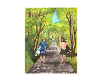 Art Print Paddle Boarders Saltaire Fire Island