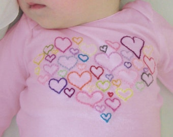 Pink or Lilac Heart Onesie, Love Onesie, Heart Bodysuit, Valentines Day Baby Baby Girl, cute baby clothes, Valentines day