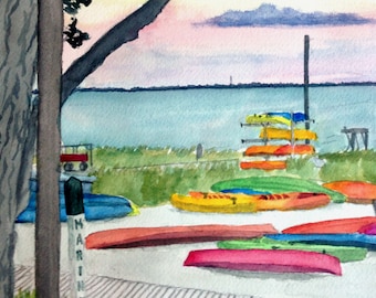 Art Print Fire Island Coucher de soleil sur la baie Aquarelle