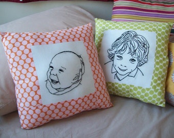 Custom Portrait Pillow Unique Gift for Parents Grandparents Embroidered Portrait Pillow Mother's Day Mothers Day Gift Gift for Grandma