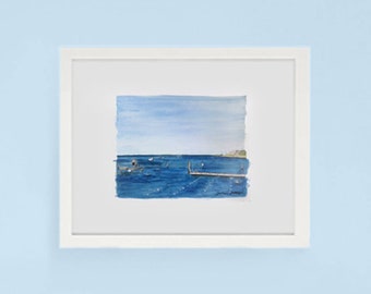 Impresión de arte Seascape Fire Island Nadadores en la Bahía