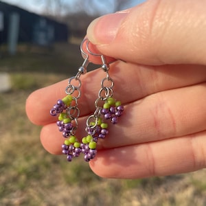 Beaded Grape Earrings