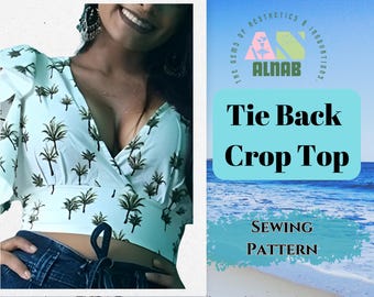 Top Sewing Pattern | Sizes US 8-18 | Open Back Crop Top | Instant Download PDF | Women Summer Blouse | Ruffled Top Pattern | Backless Top |
