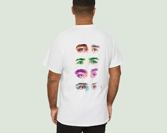 Camiseta Ojos de Acuarela - Camiseta de ciencia ficción de los 80 inspirada en fans - Ropa urbana colorida - Camiseta artística - Lucas, Will, Mike, Dustin, Fan Art