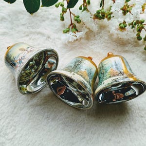 Bundle, 6 Royal Heritage Collection, Currier & Ives Bell Ornaments, Cottage Core Christmas, country Christmas, vintage Christmas, Victoria