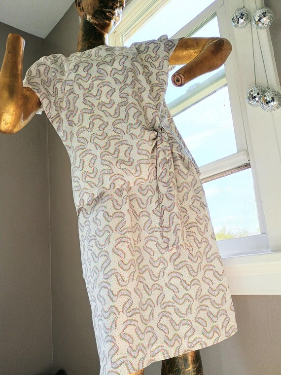 GRANDMA CORE • VTG 80s does 40s handmade shift dress, Bow Core, Coquette Vibes