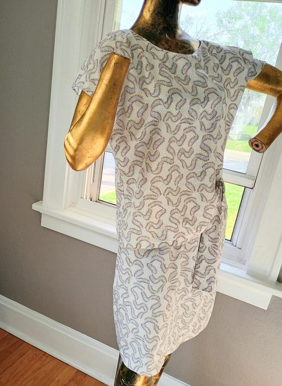 GRANDMA CORE • VTG 80s does 40s handmade shift dress, Bow Core, Coquette Vibes View 3