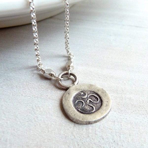 Om Necklace, Ohm Necklace, Yoga Jewelry, Sterling Silver Yoga Charm, Sterling Silver Charm Necklace