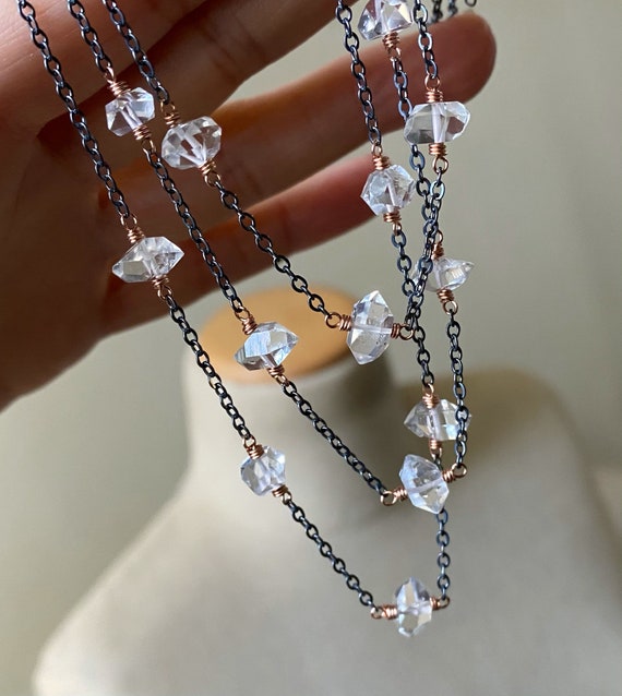 Herkimer Diamond Necklace Rose Gold Filled