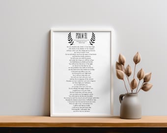 Psalm 91 Wall Art, Bible Verse Printable, Christian Printable, Modern Christian Wall Art, Psalm 91 Digital Download, Psalm 91 Printable