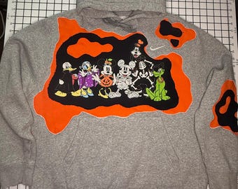 Halloween Upcycled Reworked Hoodie L