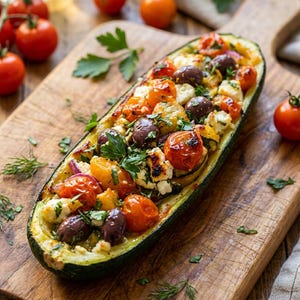 Best Recipe For Mediterranean Stuffed Zucchini Boats, Healthy Eating, Vegetarian Meals