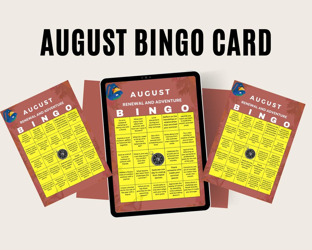August Bingo Printable Card, 2025 Bingo Card Template, New Year ...