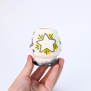 Galaxy Star Planet Matcha Whisk Holder Chasen Tate Stand Cute Space Theme Ceramic Tea Ceremony Accessory Yellow Star Celestial Gift for Her