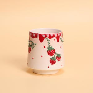 Coquette Pink Strawberry Cute Cup Ceramic Handmade Fruit Coffee Cup Espresso Cup Unique Gift for Coffee Tea Lovers  Cute Gift, Gift For Girl