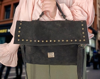 women's genuine suede leather shoulder bag