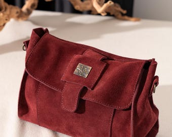 Suede Leather Handbag: Women&#39;s Crossbody Bag