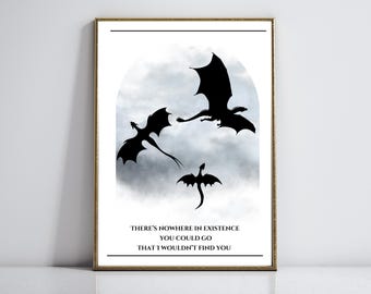 Fourth Wing Dragons Art Print: Xaden Riorson Book Quote (Digital Download)