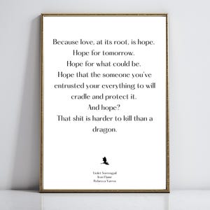 Fourth Wing Hope Onyx Storm Book Quote Wall Art Print Home Decor Digital Download Bookish Gift Booktok Book lovers gift