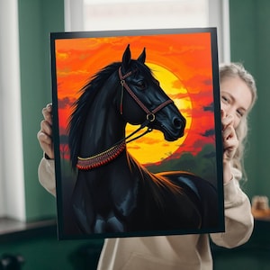 Majestic Horse Sunset Jigsaw Puzzle: Equestrian Gift