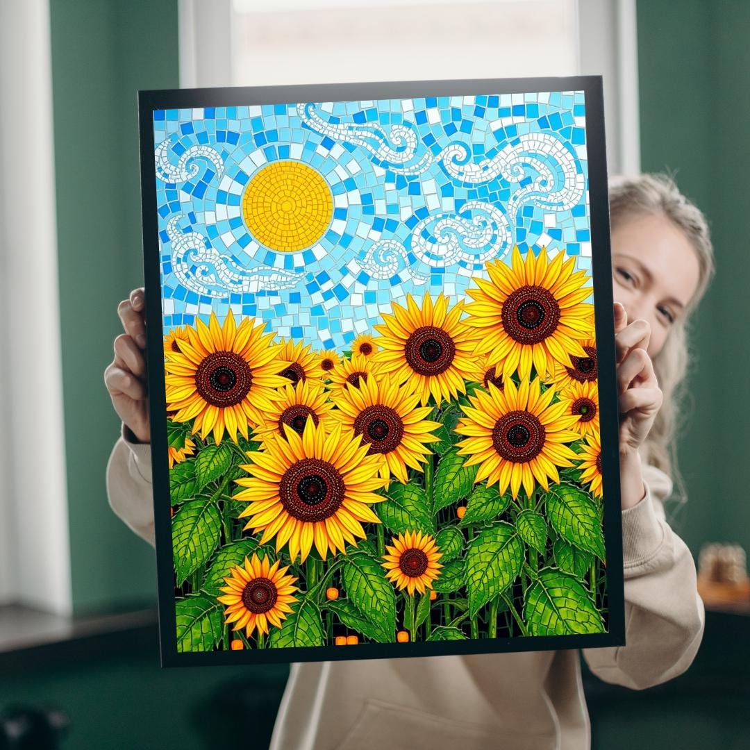 モザイクひまわりジグソーパズル：大人のための穏やかな花のゲーム