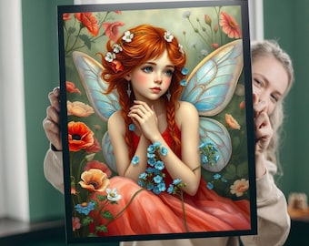 Kastanjebruine bloemenfee legpuzzel: zomertuin wilde bloemenfantasie