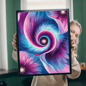 Colorful Spiral Flower Puzzle - 1014-piece Abstract Floral Jigsaw, Home Decor, Mindfulness Activity, Gift for Puzzle Lover, Unique Gift Idea