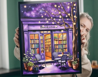 Ultraviolet Night Bookstore Jigsaw Puzzle - Magical Bookshop, Book Lover Gift