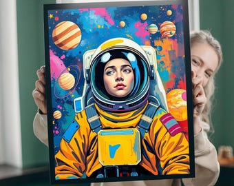 Rompecabezas de astronauta de arte pop: tema espacial colorido