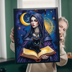 Gothic High Priestess Tarot Card Puzzle: Cosmic Jigsaw Game